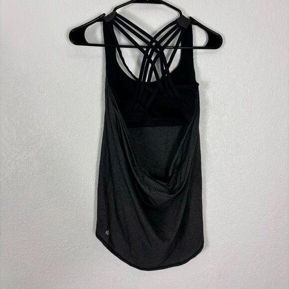 Lululemon Free To Be Wild Striped Grey Tank Top with Black Strappy Back Sports B - Picture 3 of 5